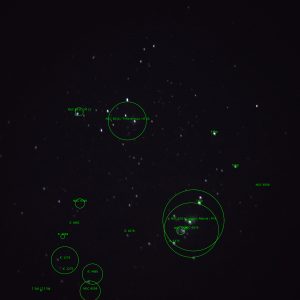 M8, M20 and various star clusters, annotated